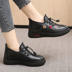 🐑Leather Fur Moccasins Women Loafers for Elderly Female Soft & Warm