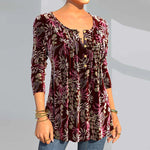 Floral Print Split Neck Top