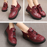 🐑Leather Fur Moccasins Women Loafers for Elderly Female Soft & Warm