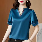 High Quality V-Neck Slimming Satin Shirt