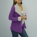 Ladies Solid Color Large Lapel Zip Loose Jacket