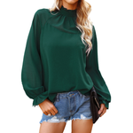 Ladies Chiffon Solid Color Loose Long Sleeve T-Shirt
