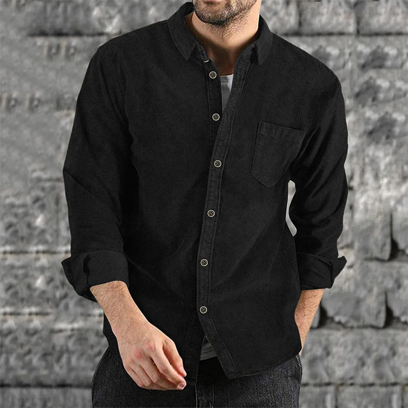 Men's Long Sleeve Casual Vintage Pocket Shirt