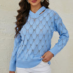 Solid Color V-Neck Off-Shoulder Cutout Sweater