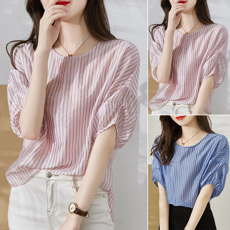 Striped Crew Neck Short Sleeve T-Shirt