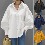Casual Women's Shirt with Lantern Sleeves