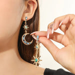 Asymmetric Star And Moon Earrings