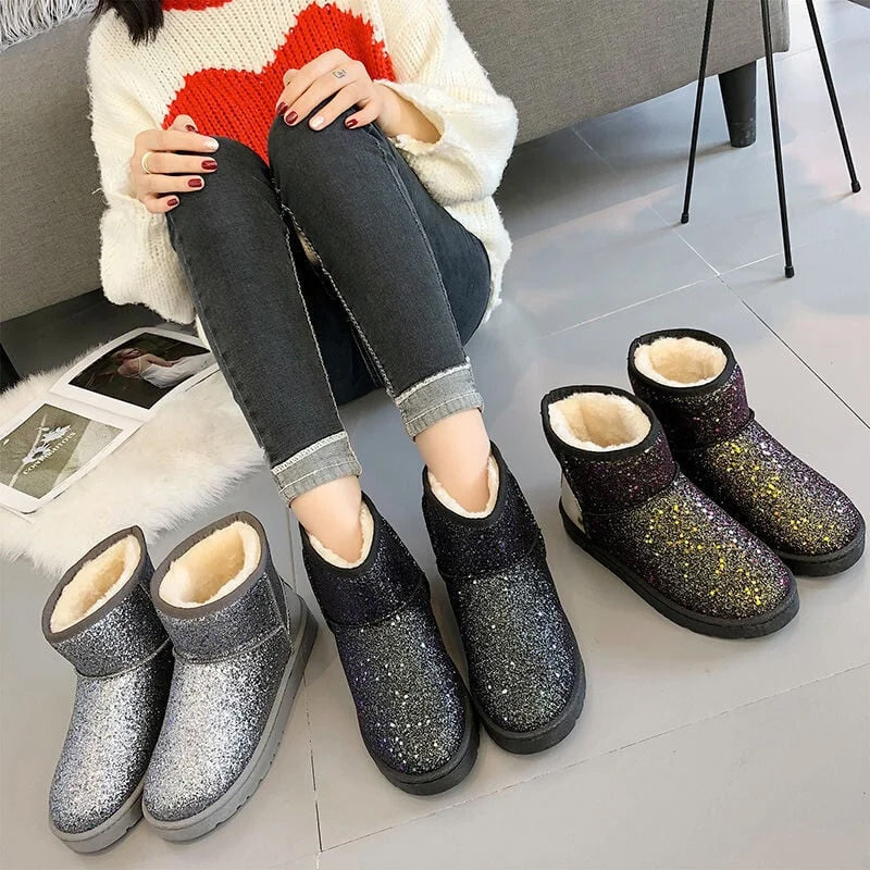 Women's Sequined Snow Boots