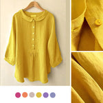 Cotton Linen Doll Collar Shirt