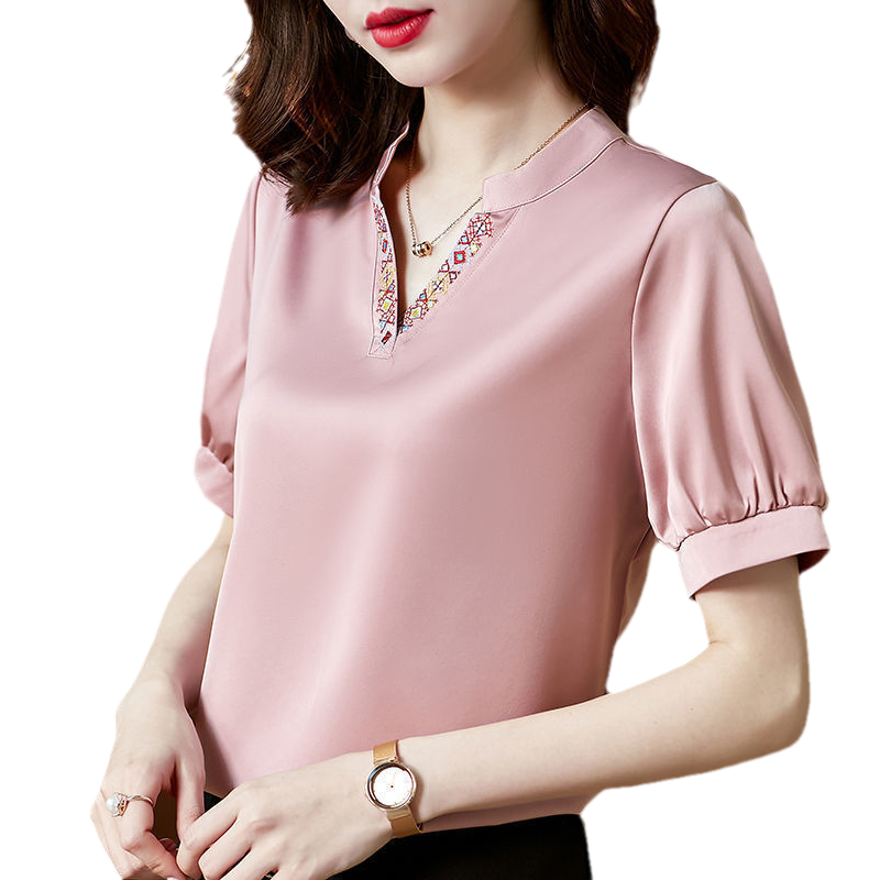 High Quality V-Neck Slimming Satin Shirt