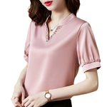 High Quality V-Neck Slimming Satin Shirt