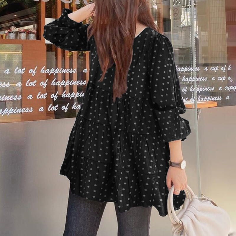 Polka Dot Print Long Sleeve Shirt T-Shirt