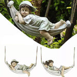 Swing Boy Girl Garden Statue Decoration