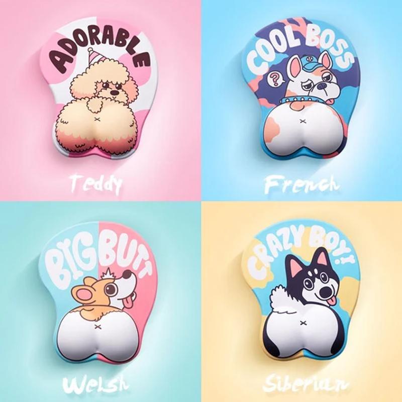 3D Dog Mouse Pad With Wrist Rest