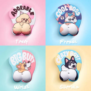 3D Dog Mouse Pad With Wrist Rest