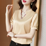 High Quality V-Neck Slimming Satin Shirt