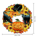 Halloween funny pumpkin black cat wooden listing decoration