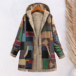 Cotton Linen Print Hooded Sweater Jacket