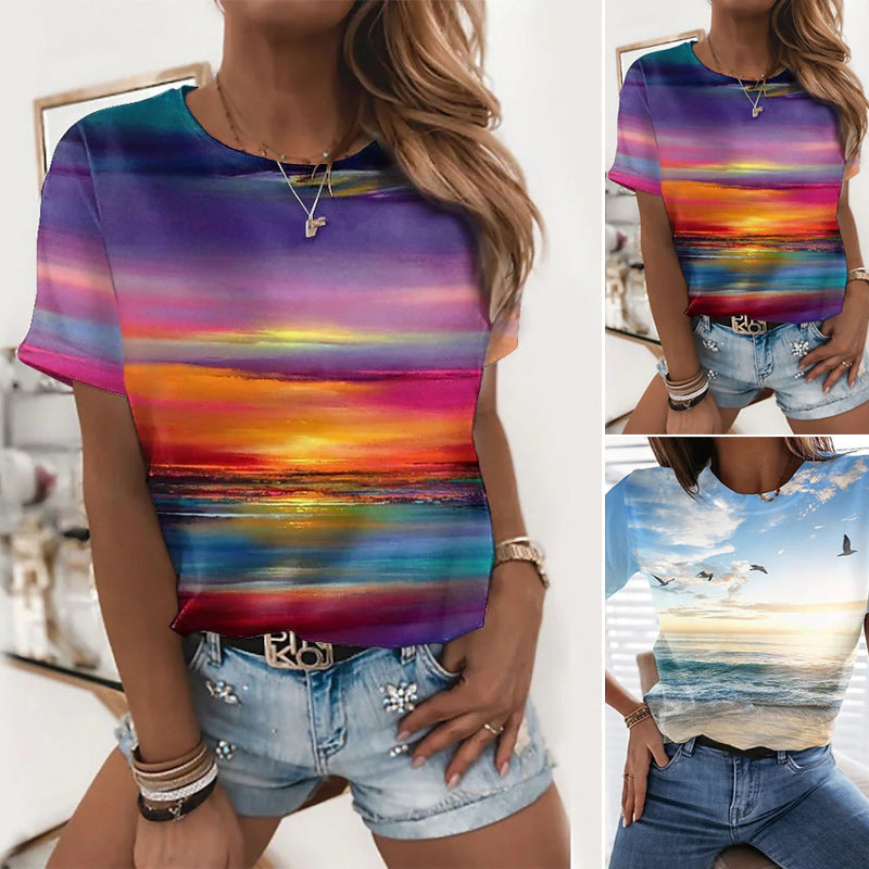 Women's Casual 3D Printed Painting T-shirt