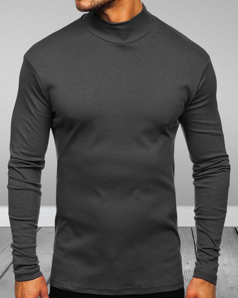 Men's Gray Cotton Turtleneck Sweaters