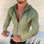 Casual Long-sleeved Shirt Hooded Fitting Cardigan Zipped Cardigan Shirt