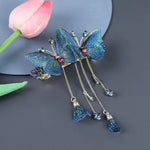 Temperament Butterfly Rhinestone Tassel Hair Clip