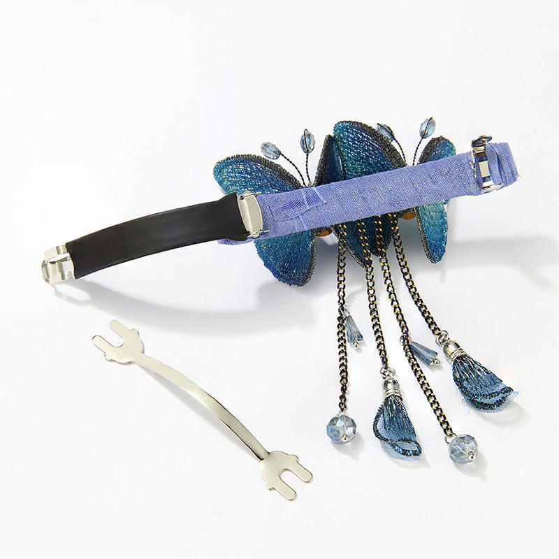 Temperament Butterfly Rhinestone Tassel Hair Clip