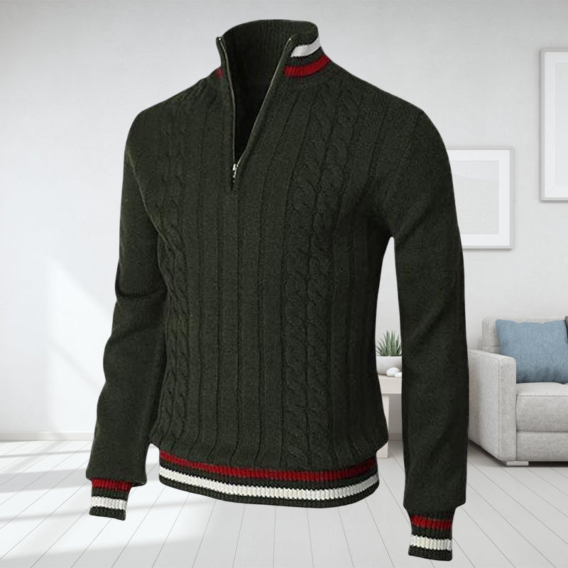 Color Block Turtleneck With Zip Closure