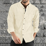 Men's Long Sleeve Casual Vintage Pocket Shirt