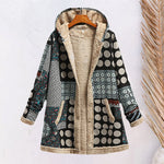 Cotton Linen Print Hooded Sweater Jacket