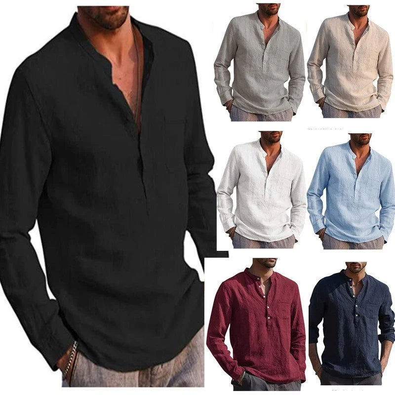 V-neck Linen Shirt