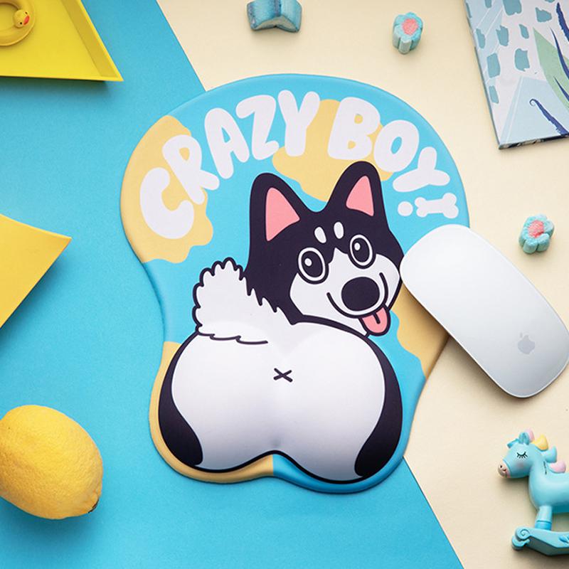 3D Dog Mouse Pad With Wrist Rest