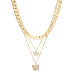 Layered Butterfly Pendant Necklace
