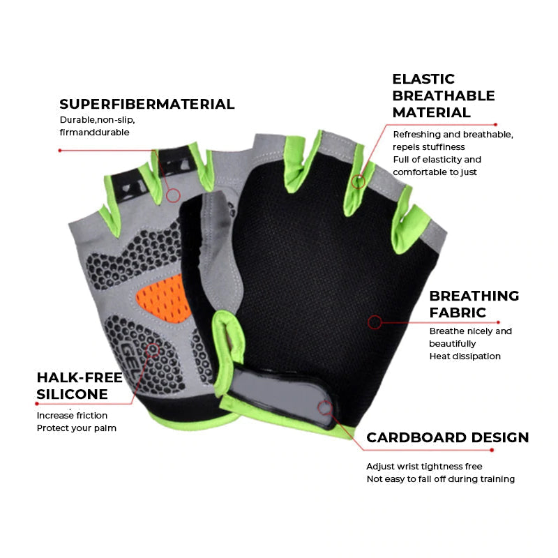 Biking Mittens Sports Half Finger Gloves Breathable & Non-Slip