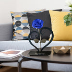 Metal Rose with Heart-Shaped Stand