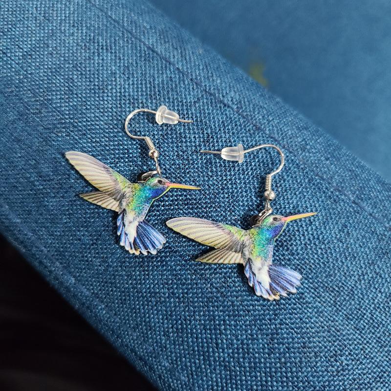 Acrylic Drop Bird Earrings