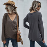 Irregular Long Sleeve V-Neck Knit Sweater