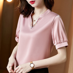 High Quality V-Neck Slimming Satin Shirt
