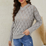 Solid Color V-Neck Off-Shoulder Cutout Sweater