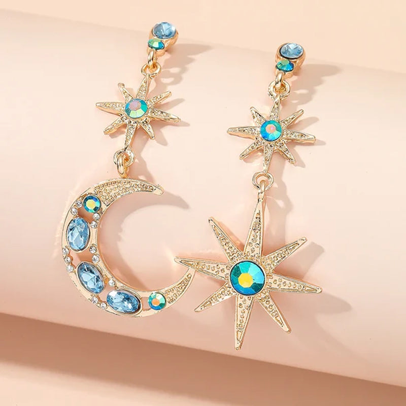 Asymmetric Star And Moon Earrings