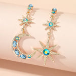 Asymmetric Star And Moon Earrings