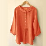 Cotton Linen Doll Collar Shirt