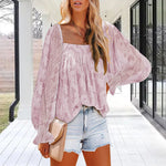Womens Long Sleeve Tops Square Neck