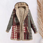 Cotton Linen Print Hooded Sweater Jacket