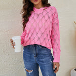 Solid Color V-Neck Off-Shoulder Cutout Sweater