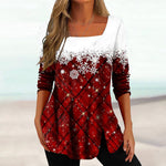 Snowflake Print Top with Square Neck