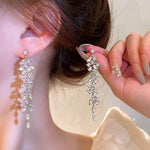 Crystal Petal Tassel Earrings