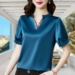 High Quality V-Neck Slimming Satin Shirt