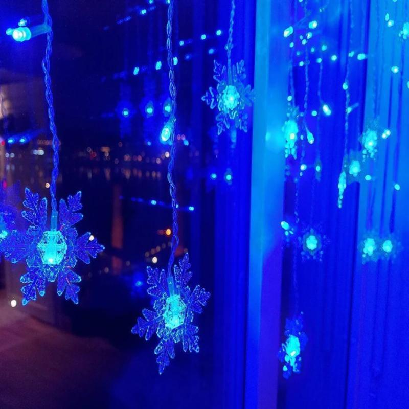 Curtain Snowflake LED String Lights