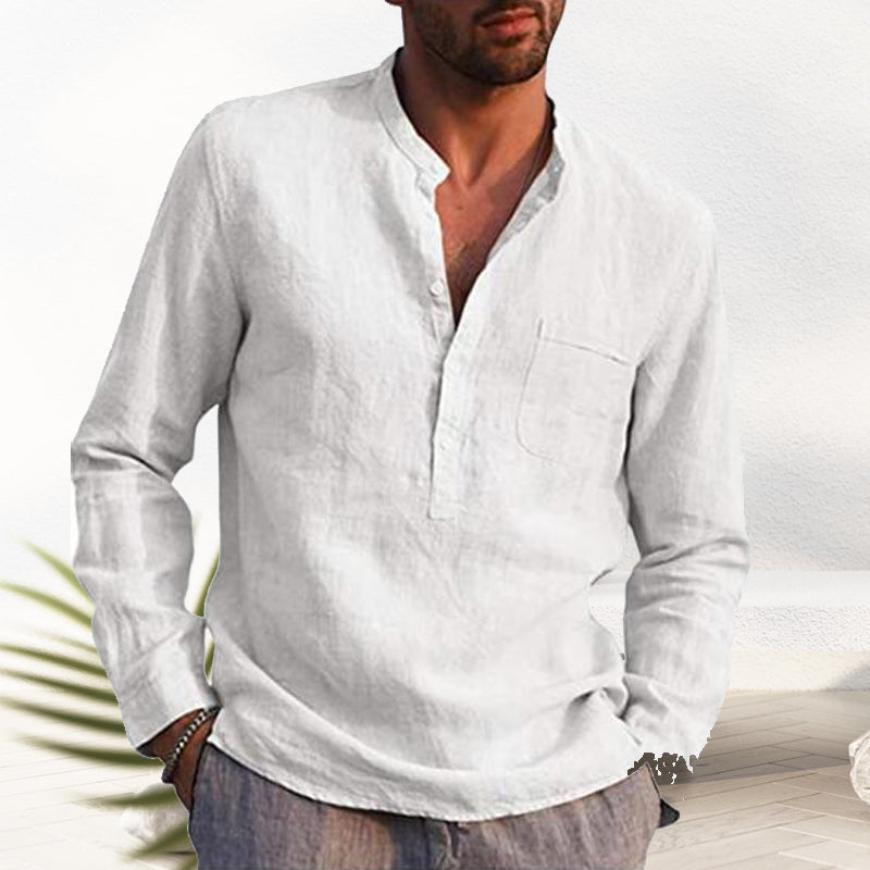 V-neck Linen Shirt